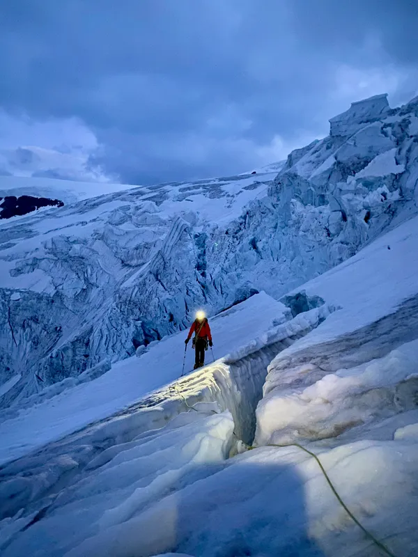 Im Direktaufstieg auf den oberen Gletscher