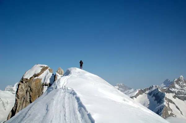 Andi auf dem Skigipfel des Gross Wannenhorn. Eine Traverse zum Hauptgipfel war uns zu heikel.