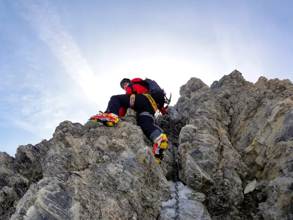 Crampons on the rock
