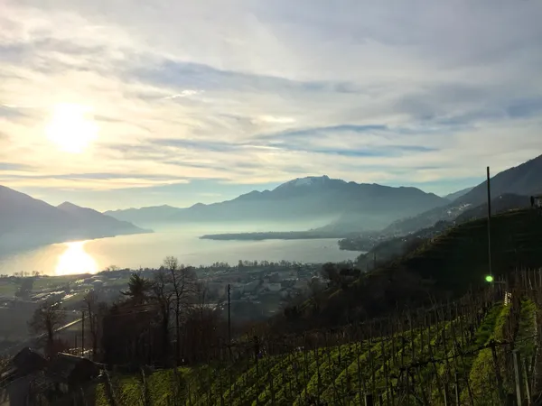 Auf dem Abstieg. Milchiges Licht über dem Lago Maggiore