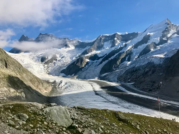 Tolle Szenerie: Oberes Ischmeer, und dahinter Finsteraarhorn, Agassizhorn, Kleines Fiescherhorn