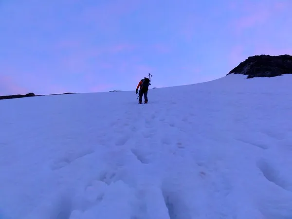 Aufstieg oberhalb der Finsteraarhornhütte durch den faulen Schnee