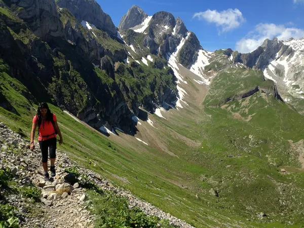Blick auf dem Weg zum Widderalpsattel zurück zum Rotsteinpass